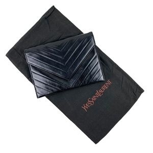 - YSL Vintage Quilted Leather Clutch Bag